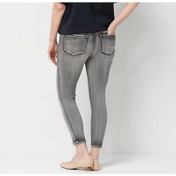 Laurie Felt Silky Ankle Skinny Jeans Zipper Black Grey Stretch High Rise 2XP/24 - Picture 5 of 16